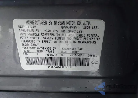 2015 Infiniti Q50 Premium from USA, damaged, VIN JN1BV7APXFM358127